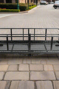 Side view of 14.4 inch folding hitch-mounted cargo carrier rack