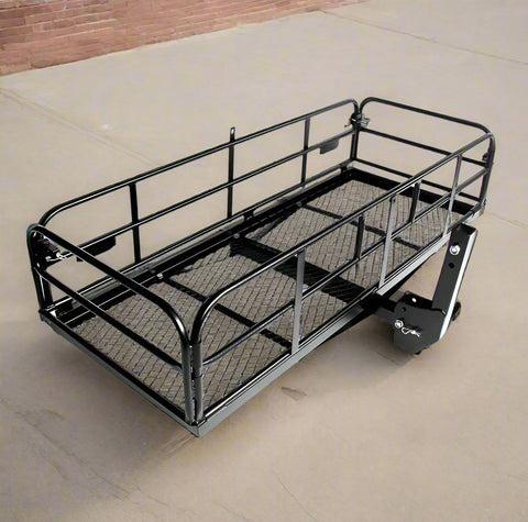 15 inch hitch-mounted cargo rack with mesh steel floor design