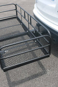 Folding cargo rack installed on SUV with 2-inch receiver
