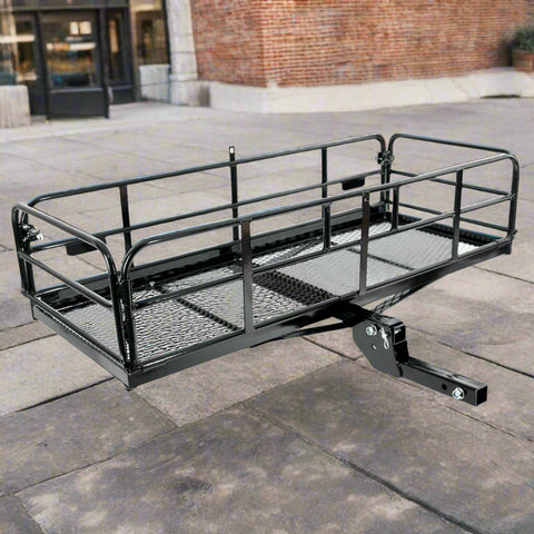 Comparison of 14.4 and 15 inch folding hitch racks side by side