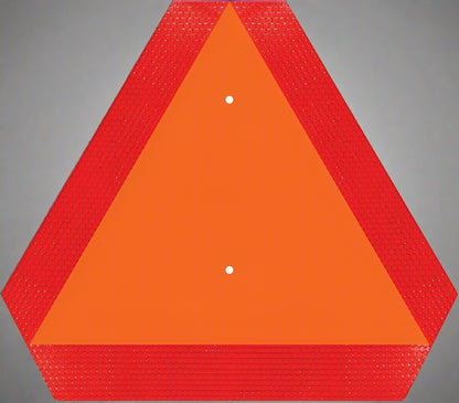 "14x16 Slow Moving Vehicle Sign Reflective Rust-Free Aluminum Triangle"

"Slow moving vehicle sign mounted on a golf cart for visibility"