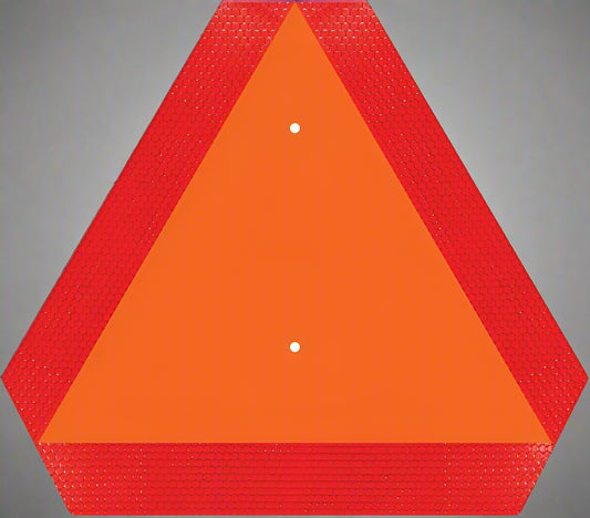 "14x16 Slow Moving Vehicle Sign Reflective Rust-Free Aluminum Triangle"

"Slow moving vehicle sign mounted on a golf cart for visibility"