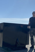 "Standard duty black forklift dump hopper in outdoor warehouse"

"Heavy-duty red tip bin hopper forklift compatible"

"Industrial forklift hopper with automatic bumper release"

"3 cubic yard black steel dump bin"

"Heavy-duty forklift tipping hopper with reinforced frame"