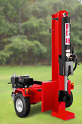15 HP hydraulic log splitter trailer front angle view
Red 40-ton log splitter with engine and wedge
Towable firewood splitter with heavy-duty tires