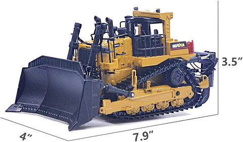 Realistic 1:50 diecast bulldozer toy on white background
Yellow metal bulldozer model with detailed scoop
Mini construction bulldozer toy for kids and collectors
Side view of zinc alloy bulldozer toy