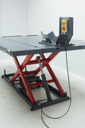 “1500 LB wide-body electric ATV UTV motorcycle lift”

“Electric-powered hydraulic scissor lift for UTVs and bikes”

“Heavy-duty red and black motorcycle lift table with side extensions”

“Garage hydraulic ramp lift for ATVs and UTVs”

“Electric hydraulic wide platform scissor hoist 1500 lbs”