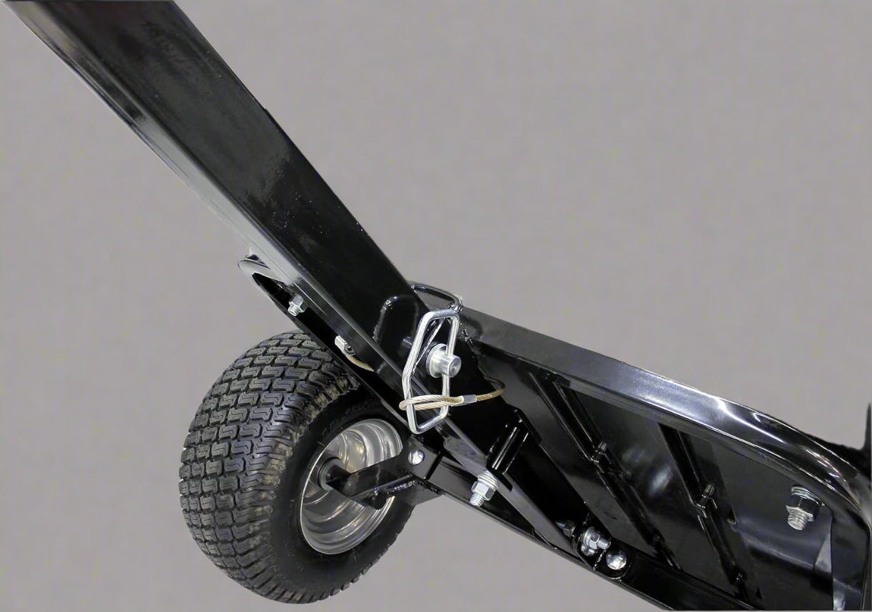 1500 lbs off-road utility trailer hitched to ATV in grass field

heavy-duty dump trailer with tilting steel bed

model 113484 utility trailer with 18-inch off-road tires

rear view of utility trailer loaded with gravel

close-up of powder-coated steel dump bed

