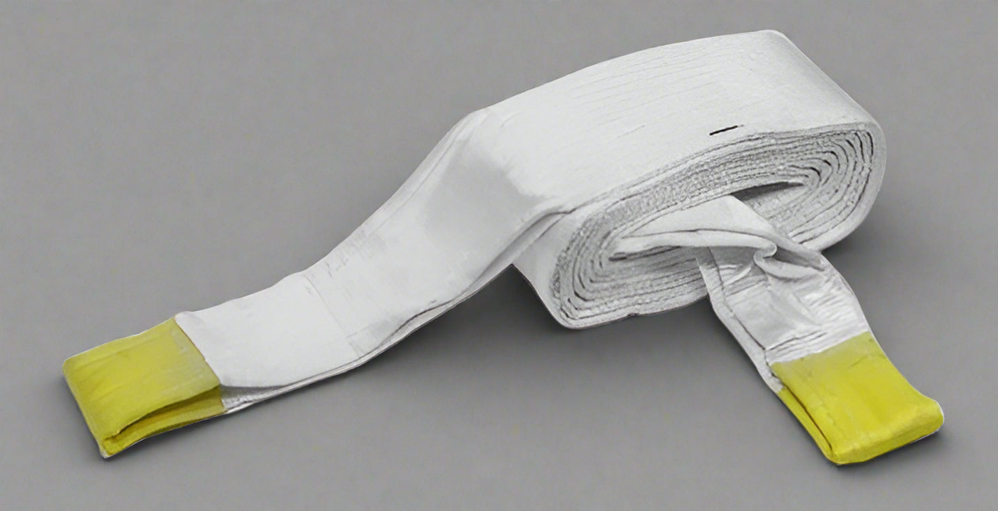 Heavy-duty white nylon tow strap with looped ends

Industrial-grade truck recovery strap folded for packaging

Close-up of reinforced tow strap loop

12" x 30FT white recovery strap rolled

Tow strap rated for 200,000 lbs recovery