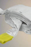 Heavy-duty white nylon tow strap with looped ends

Industrial-grade truck recovery strap folded for packaging

Close-up of reinforced tow strap loop

12" x 30FT white recovery strap rolled

Tow strap rated for 200,000 lbs recovery
