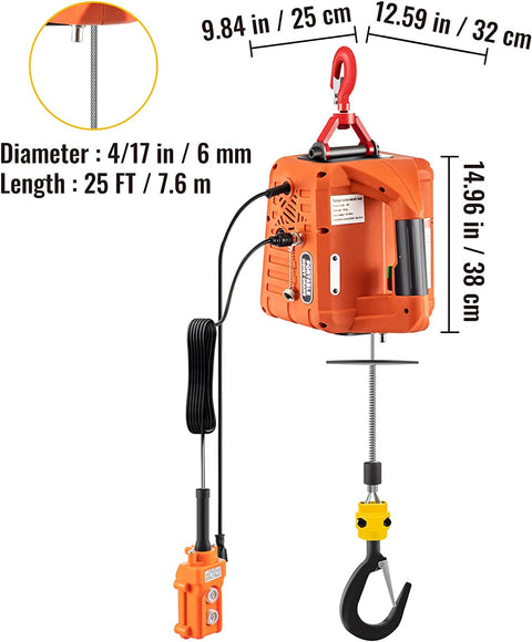 3-in-1 electric hoist winch with remote controls and accessories

Copper motor, remote features, lifting setup, hoist in workshop
