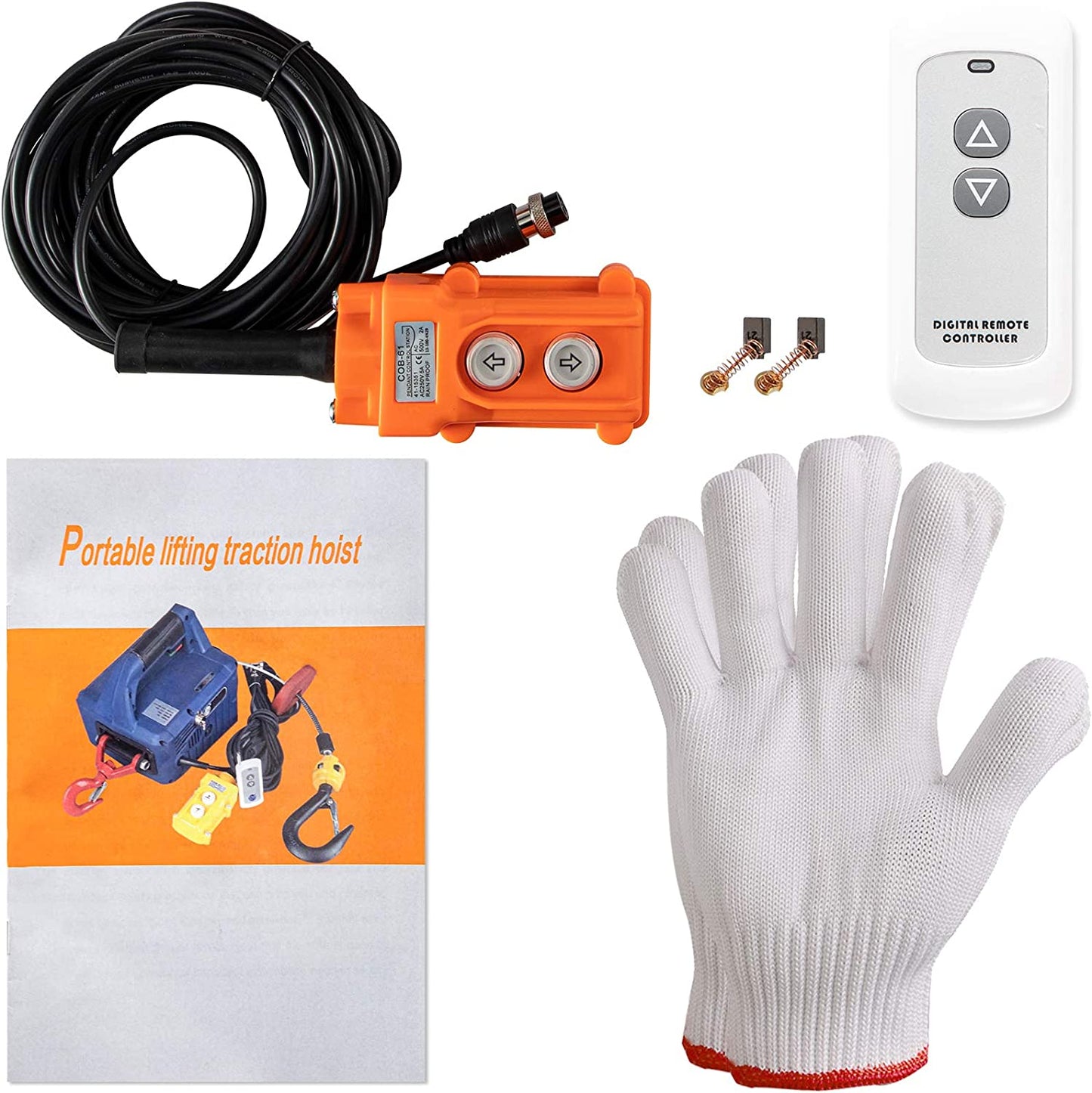 3-in-1 electric hoist winch with remote controls and accessories

Copper motor, remote features, lifting setup, hoist in workshop