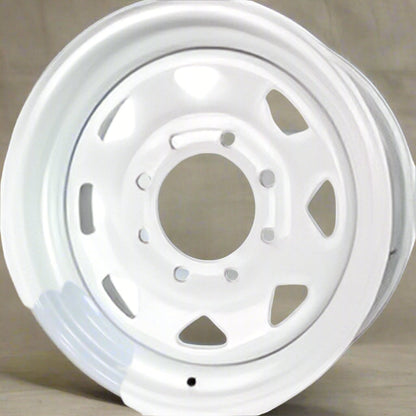 8 Lug 6.5 Inch Bolt Pattern Trailer Rim White Steel 16x6 and 15x5 – Model 9245233