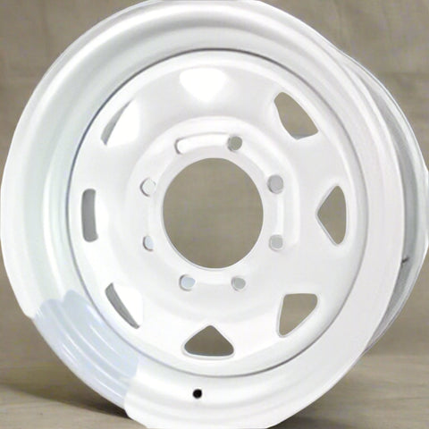 8 Lug 6.5 Inch Bolt Pattern Trailer Rim White Steel 16x6 and 15x5 – Model 9245233
