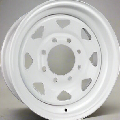 8 Lug 6.5 Inch Bolt Pattern Trailer Rim White Steel 16x6 and 15x5 – Model 9245233