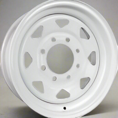 8 Lug 6.5 Inch Bolt Pattern Trailer Rim White Steel 16x6 and 15x5 – Model 9245233