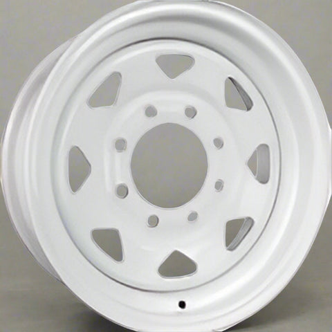 8 Lug 6.5 Inch Bolt Pattern Trailer Rim White Steel 16x6 and 15x5 – Model 9245233