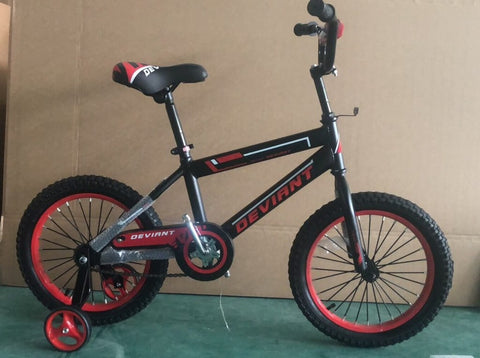 New 16 - Inch Deviant Kids Bike – Black & Red Boys' Bicycle with Training Wheels NS37 - with | Sold by Uncle Wiener's Wholesale
