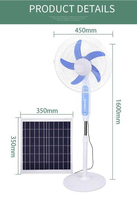 New 16″ Solar Powered Floor Stand Fan 4172023 - with | Sold by Uncle Wiener's Wholesale
