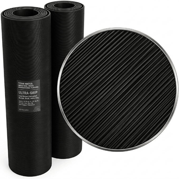 New 161 Sqft Fine Ribbed Rubber Sheet Flooring – 5FT x 32.8FT Anti - Slip Industrial Floor Mat Roll DRF350F - Bedroom Furniture with | Sold by Uncle Wiener's Wholesale