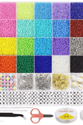 Jewelry making kit with 16800 colorful clay beads and accessories
DIY jewelry craft set with storage and beading tools
24 color jewelry bead kit with tweezers, thread and jump rings
Beading supplies kit for bracelets, necklaces, and earrings
Polymer clay beads organized in labeled storage boxes