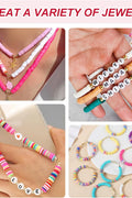 Jewelry making kit with 16800 colorful clay beads and accessories
DIY jewelry craft set with storage and beading tools
24 color jewelry bead kit with tweezers, thread and jump rings
Beading supplies kit for bracelets, necklaces, and earrings
Polymer clay beads organized in labeled storage boxes