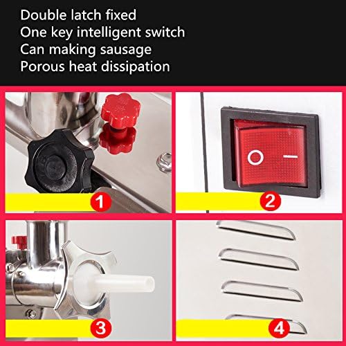 175KG Commercial Meat Grinder – 1HP Stainless Steel Unit front view
Grinder body and motor housing – stainless steel construction
Meat processing demonstration with grinder accessories
Grinding pork, fish, ginger with 710TK12 meat grinder