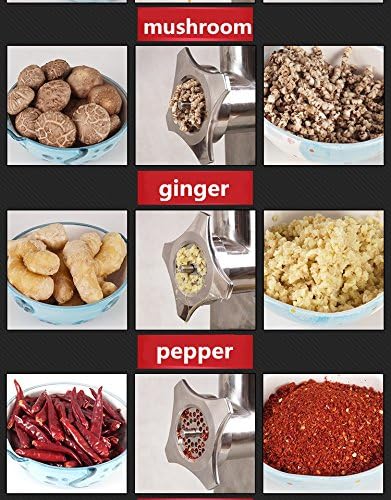 175KG Commercial Meat Grinder – 1HP Stainless Steel Unit front view
Grinder body and motor housing – stainless steel construction
Meat processing demonstration with grinder accessories
Grinding pork, fish, ginger with 710TK12 meat grinder