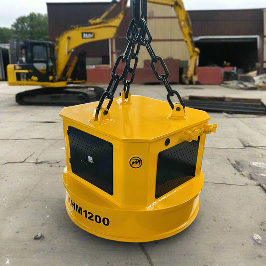 48-Inch Hydraulic Excavator Scrap Magnet WHM1200 – Heavy-Duty Demolition and Recycling Tool