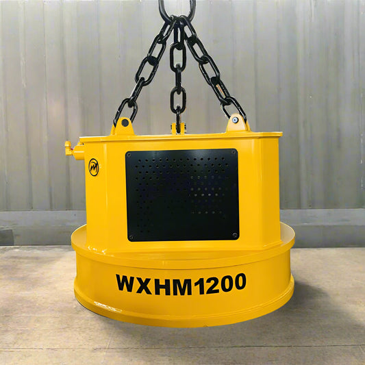48-Inch Hydraulic Excavator Scrap Magnet WHM1200 – Heavy-Duty Demolition and Recycling Tool