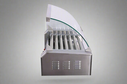 ETR27 Hot Dog Roller Machine – Front View with Glass Cover

Commercial Hot Dog Grill – Stainless Steel Build

18-Roller Grill Cooker – Side View

Food Warmer Grill – Dual Control Panel Close-Up

Hot Dog Roller in Use – Event or Store Setup