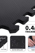 Black EVA foam puzzle mats – 18 pcs interlocking set
Interlocking foam gym flooring in the home workout room
Close-up of EVA foam tile texture and thickness
Waterproof gym mat floor tiles arranged in a 6 ft x 3 ft area
Protective EVA floor mat tiles are used under gym equipment