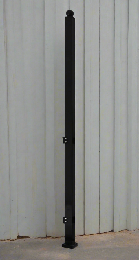 Steel wrought iron entry post 9.84 ft height front view
Heavy-duty driveway gate post with mounting brackets
Rust-resistant fence entry gate post set in black and gray