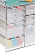 2-drawer rolling cart organizer front view
12-drawer storage trolley side angle
caster wheel for mobile cart
drawer organizer with supplies
rolling cart used in home office or studio