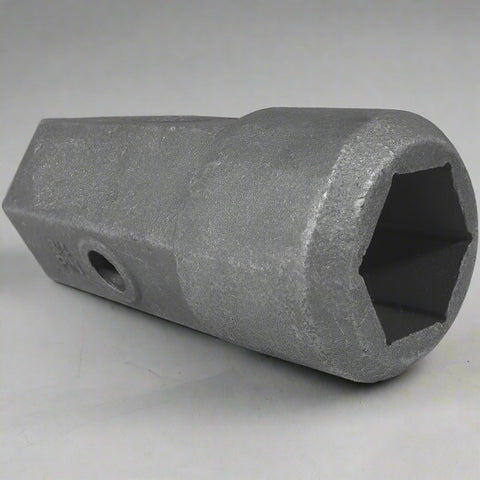 Heavy-duty 2" hex female auger bit repair hub – front angle
Cast alloy auger hub with dual pin holes – close-up
Weld-on auger adapter – side profile
2" hex drive repair hub – ideal for post hole diggers