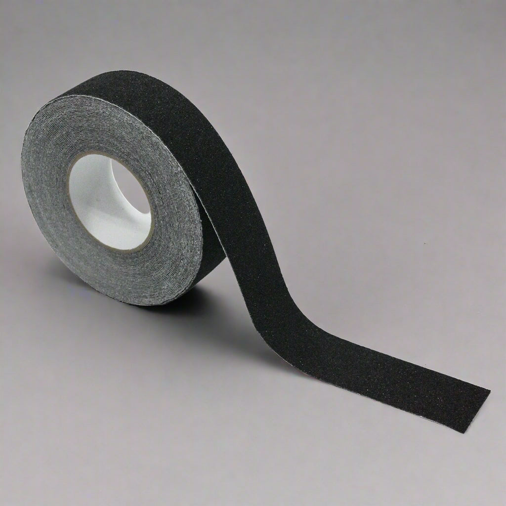 2 inch x 60 ft black anti-slip safety grip tape roll
heavy-duty adhesive grip tape for indoor and outdoor steps
traction safety tape for trailers, stairs, and ramps