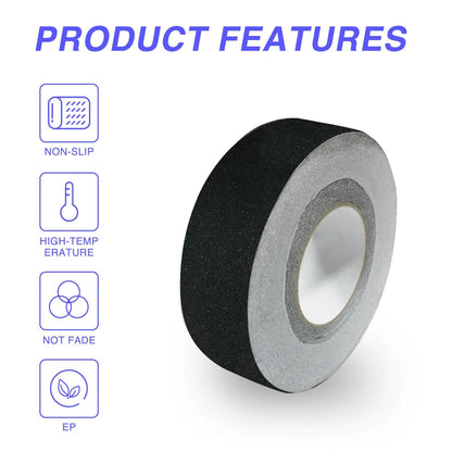 2 inch x 60 ft black anti-slip safety grip tape roll
heavy-duty adhesive grip tape for indoor and outdoor steps
traction safety tape for trailers, stairs, and ramps
