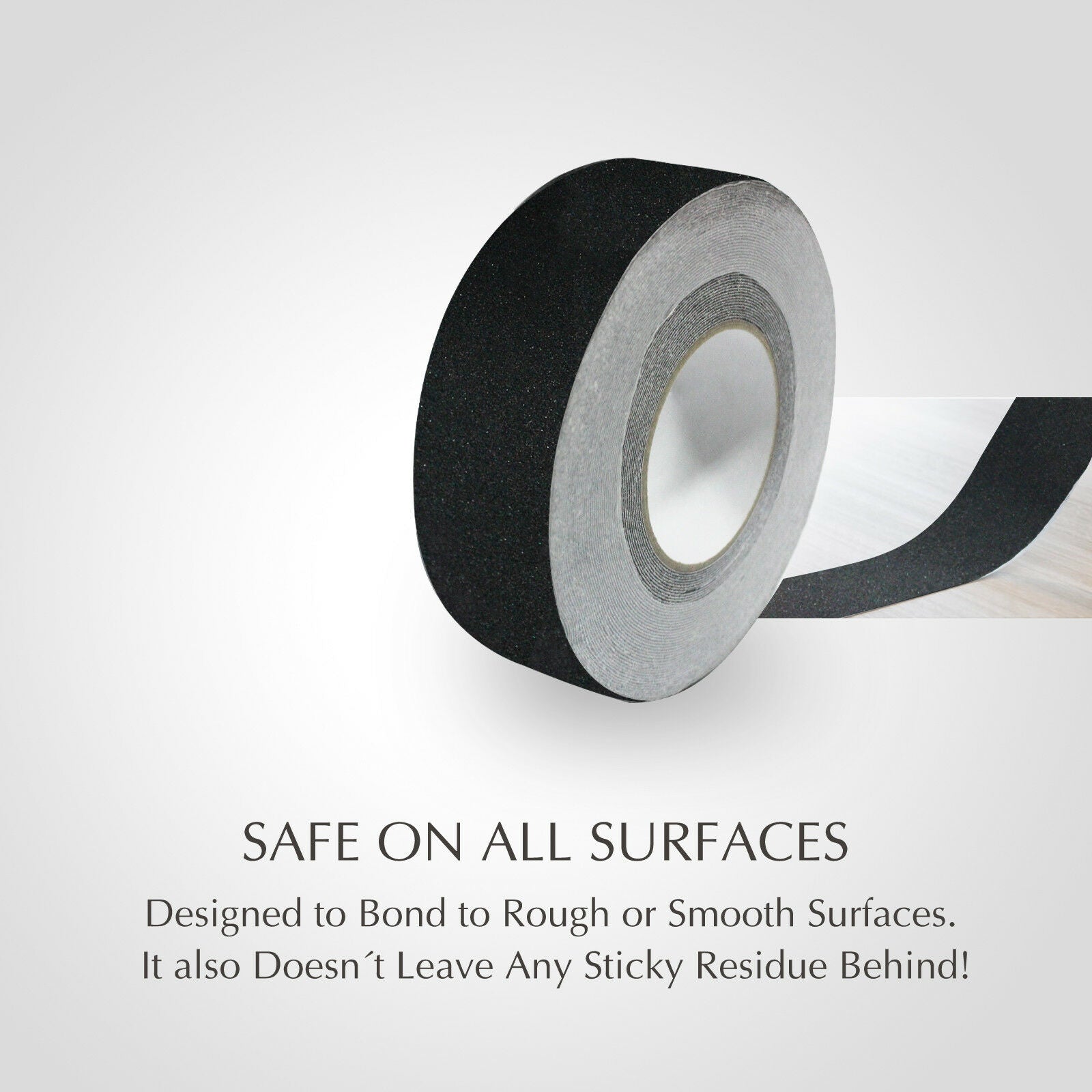 2 inch x 60 ft black anti-slip safety grip tape roll
heavy-duty adhesive grip tape for indoor and outdoor steps
traction safety tape for trailers, stairs, and ramps
