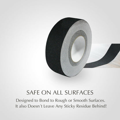 2 inch x 60 ft black anti-slip safety grip tape roll
heavy-duty adhesive grip tape for indoor and outdoor steps
traction safety tape for trailers, stairs, and ramps