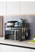 New 2 - Layer Extendable Horizontal Microwave Oven Rack – Adjustable Space Saver Organizer ONKS1213 - with | Sold by Uncle Wiener's Wholesale