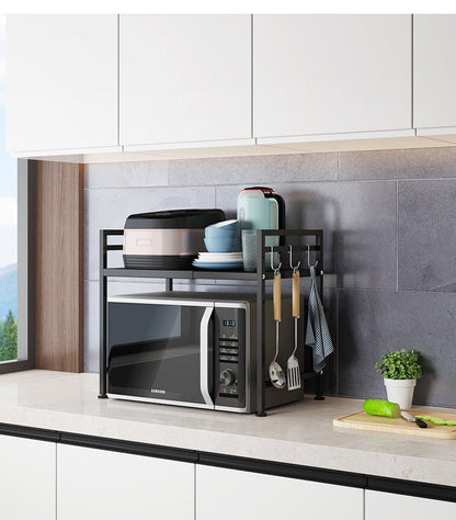 New 2 - Layer Extendable Horizontal Microwave Oven Rack – Adjustable Space Saver Organizer ONKS1213 - with | Sold by Uncle Wiener's Wholesale