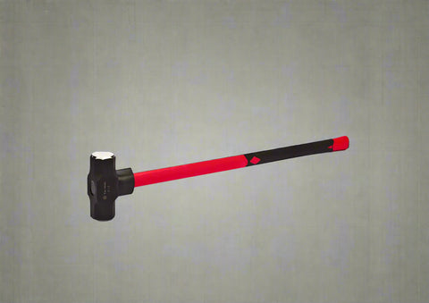 Heavy-duty fiberglass sledge hammer with red and black grip

Full view of 2 LB demolition hammer with steel head

10 LB sledgehammer for construction and demolition

Shock-absorbing fiberglass handle on heavy-duty hammer

Steel head sledgehammer for driving stakes and breaking concrete