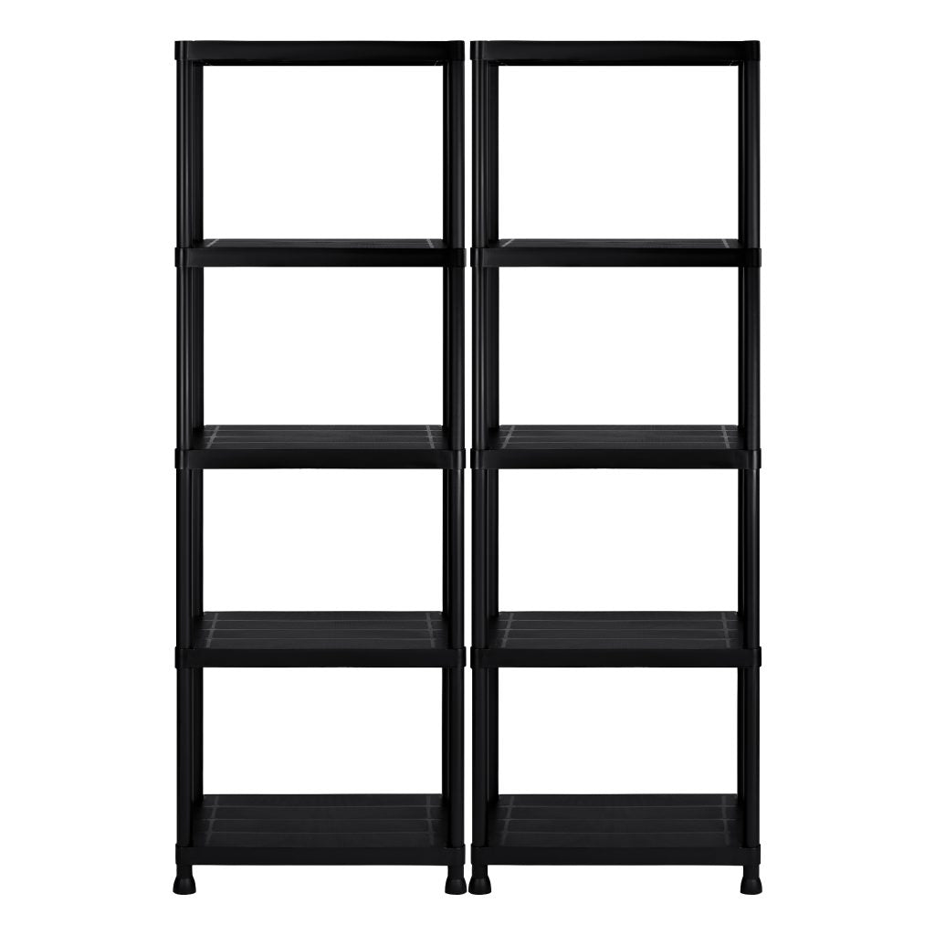 New 2 Pack 5 - Tier Heavy Duty Plastic Garage Shelving Units – Durable Storage Rack Organizer AMPSR06 - with | Sold by Uncle Wiener's Wholesale