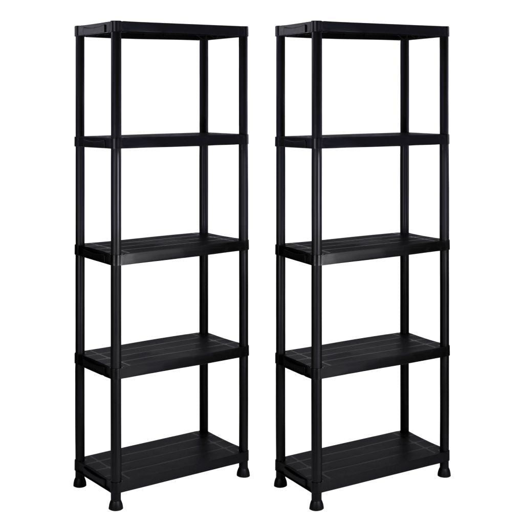 New 2 Pack 5 - Tier Heavy Duty Plastic Garage Shelving Units – Durable Storage Rack Organizer AMPSR06 - with | Sold by Uncle Wiener's Wholesale