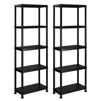 New 2 Pack 5 - Tier Heavy Duty Plastic Garage Shelving Units – Durable Storage Rack Organizer AMPSR06 - with | Sold by Uncle Wiener's Wholesale