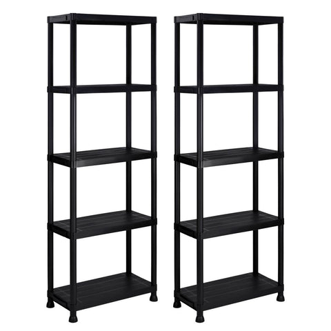 New 2 Pack 5 - Tier Heavy Duty Plastic Garage Shelving Units – Durable Storage Rack Organizer AMPSR06 - with | Sold by Uncle Wiener's Wholesale