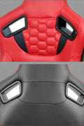 Pair of universal black and red PU leather racing seats

Black and yellow adjustable racing seat for cars and trucks

Solid black bucket-style car seat – side view

Universal PU leather racing seat pair – reclining

Front view of ergonomic racing-style auto seats
