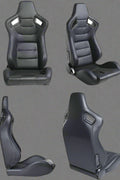 Pair of universal black and red PU leather racing seats

Black and yellow adjustable racing seat for cars and trucks

Solid black bucket-style car seat – side view

Universal PU leather racing seat pair – reclining

Front view of ergonomic racing-style auto seats