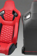 Pair of universal black and red PU leather racing seats

Black and yellow adjustable racing seat for cars and trucks

Solid black bucket-style car seat – side view

Universal PU leather racing seat pair – reclining

Front view of ergonomic racing-style auto seats