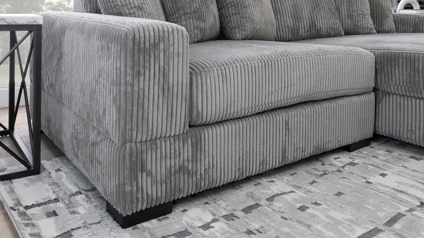 2-Piece Corduroy Sectional Sofa in Dark Gray – Front View

Compact Gray Sectional Sofa with Ribbed Upholstery

Minimalist Living Room Sofa Set – 2-Piece Corduroy

Small Space Sofa with Soft Corduroy Fabric

Modern Two-Piece Sectional in Light Gray Finish