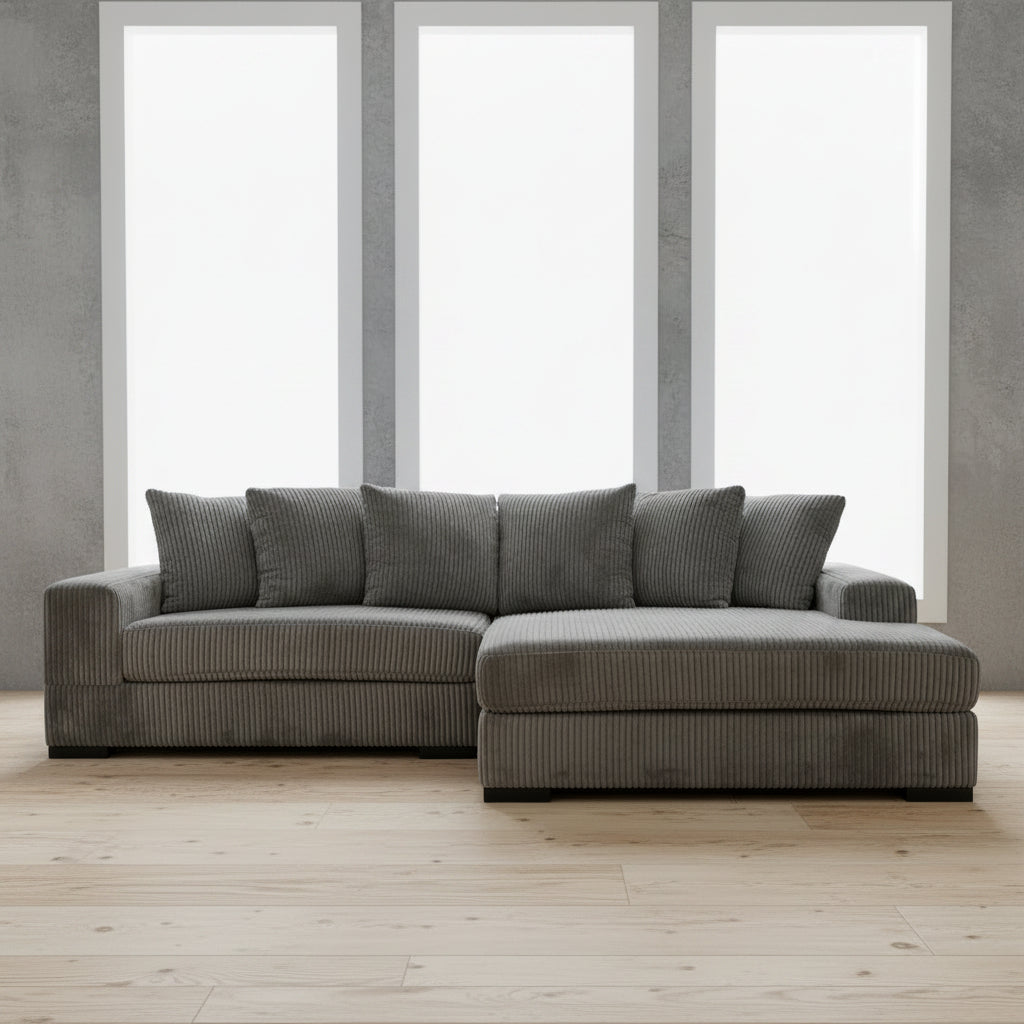 2-Piece Corduroy Sectional Sofa in Dark Gray – Front View

Compact Gray Sectional Sofa with Ribbed Upholstery

Minimalist Living Room Sofa Set – 2-Piece Corduroy

Small Space Sofa with Soft Corduroy Fabric

Modern Two-Piece Sectional in Light Gray Finish